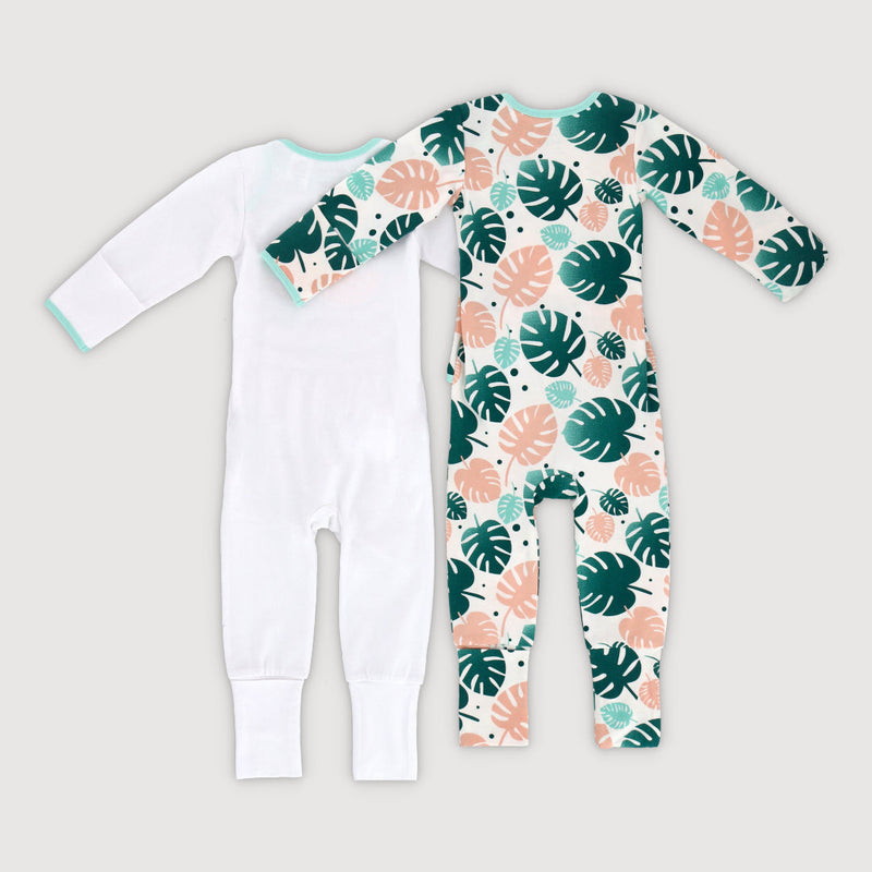 Tropical Land Baby Easywear Rompers 2 Pc Bundle (Green)