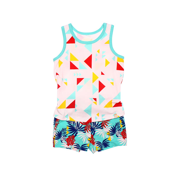 EASYEO Tropical Dazzle Tank Romper Shorts