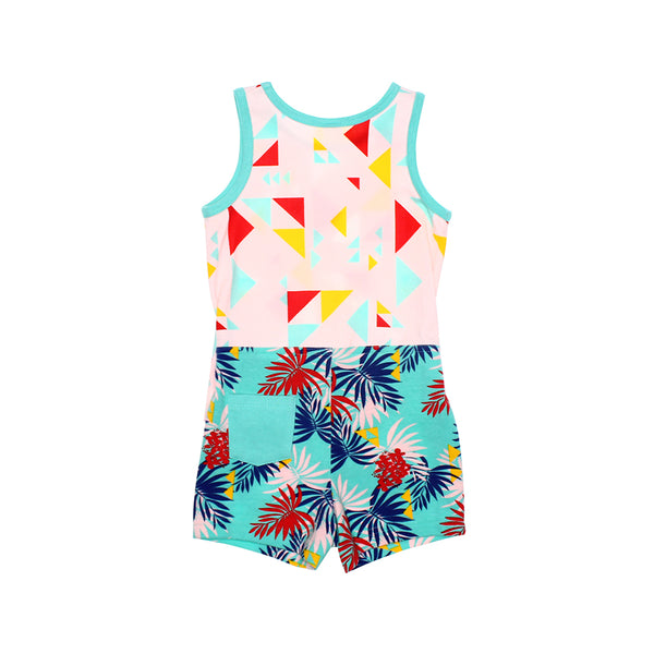 EASYEO Tropical Dazzle Tank Romper Shorts