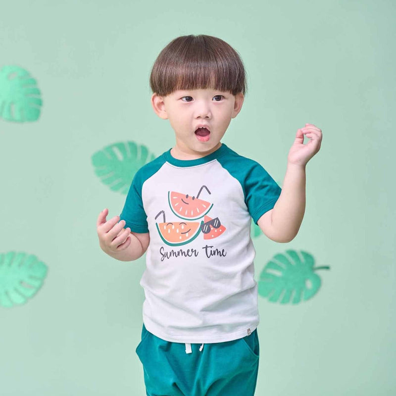 Tropical Land Toddler Boy Raglan Sleeve Set (Green)
