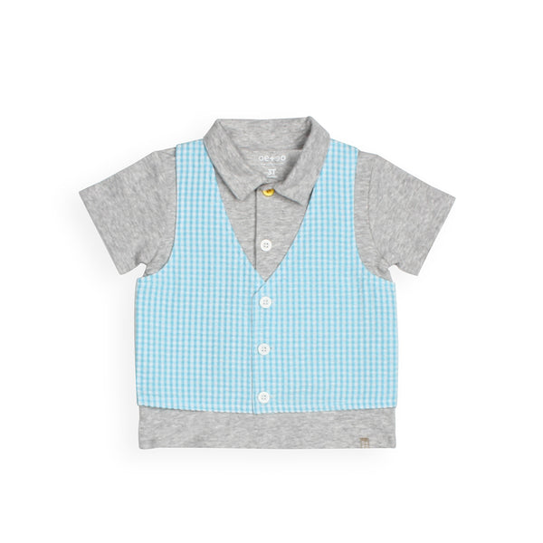 Get Messy Gingham Vest Polo Shirt