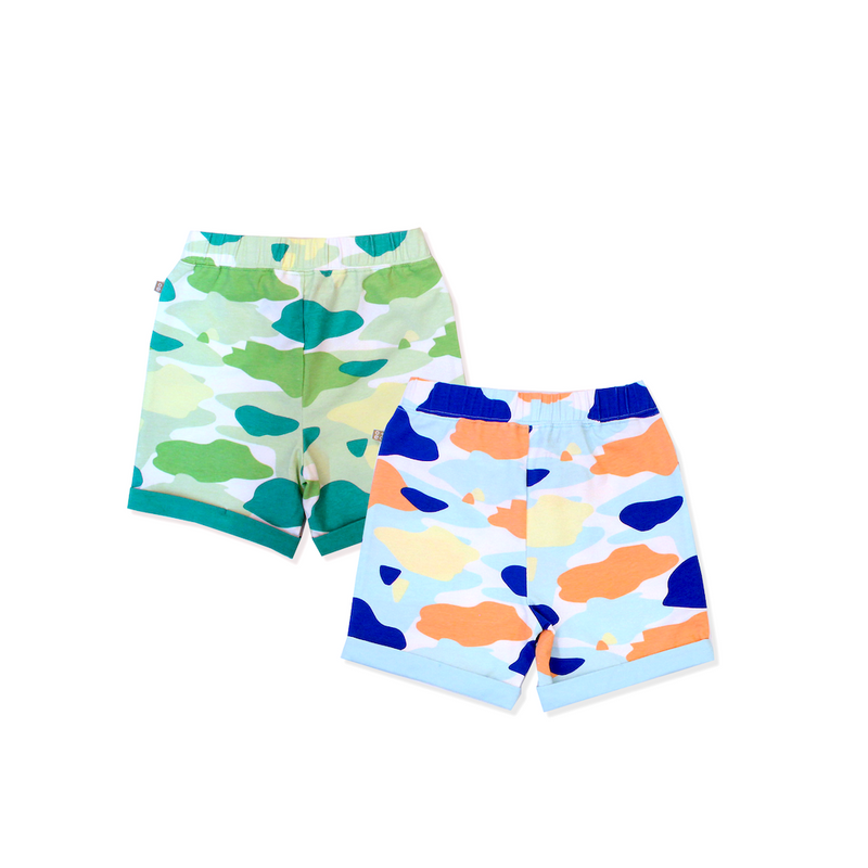 Camo Flash Toddler Casual Shorts 2-Piece Bundle (Blue/Green)