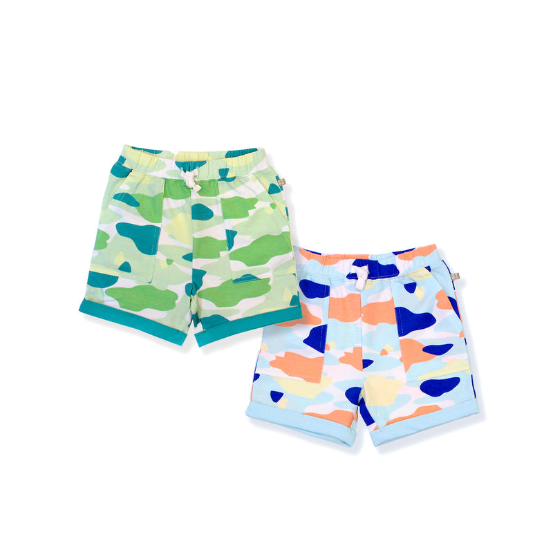 Camo Flash Toddler Casual Shorts 2-Piece Bundle (Blue/Green)