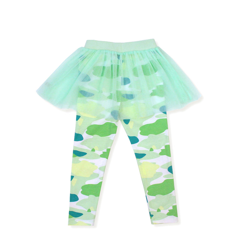Camo Flash Tulle Skirt Leggings (Green)