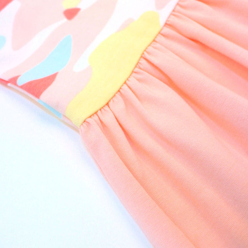 Camo Flash Drop Waist Ruffle Dress (Pink)