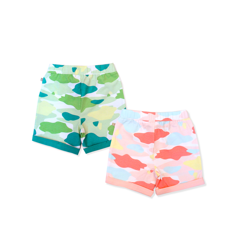 Camo Flash Toddler Casual Shorts 2-Piece Bundle (Pink/Green)