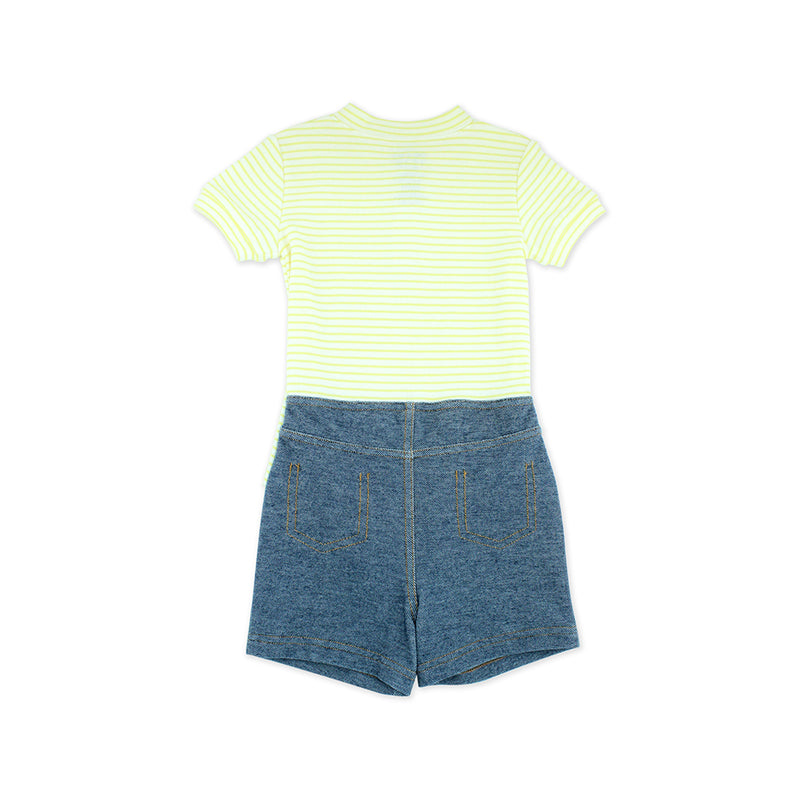 EASYEO Polo Romper with Denim Shorts