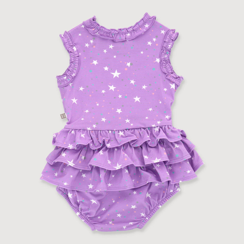OETEO Little Explorer Baby Girl Ruffled Easyeo Dress (Star)
