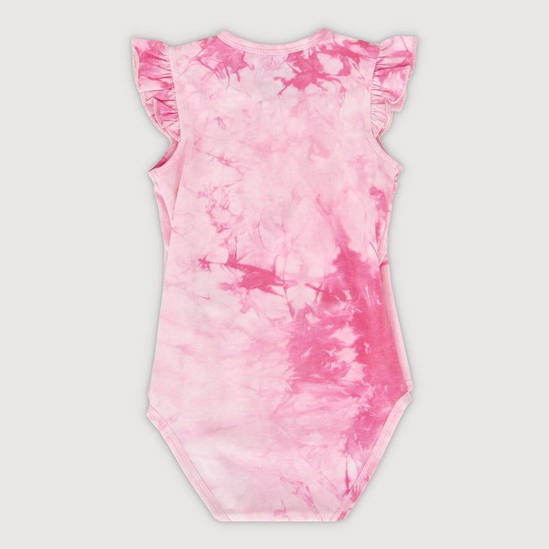 One Of A Kind Baby Girl Flutter Sleeve Ohayo Easyeo Romper (Pink)