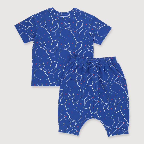OETEO Little Explorer Toddler Boy T-Shirt & Utility Shorts Set (Space)