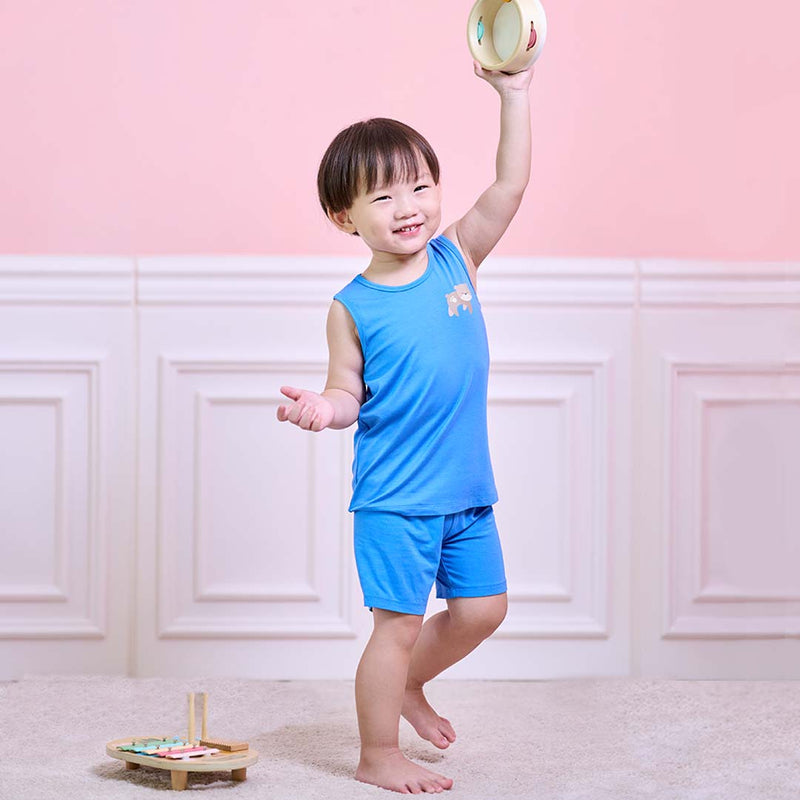 All Things Wonder Bamboo Toddler Sleeveless Set (Blue) | OETEO Singapore